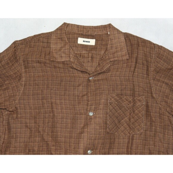 Buck Mason Men's Short Sleeve Linen Blend Camp Loop Collar Shirt Size Large - Picture 2 of 7